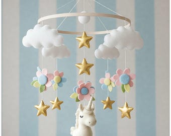 Magical Gold Mobile - Baby Mobile with cute unicorns
