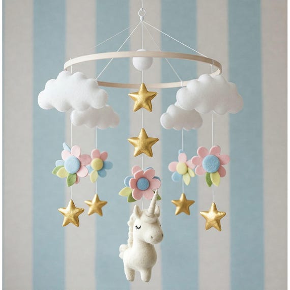 Magical Gold Mobile - Baby Mobile with cute unicorns