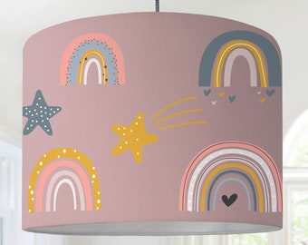 Lámpara habitación infantil pantalla arcoiris estrella niña rosa regalo