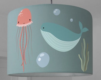 Lampshade for children whale fish sea turtle nursery mint