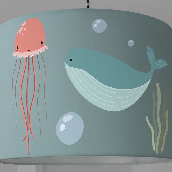 Lampshade for children whale fish sea turtle nursery mint