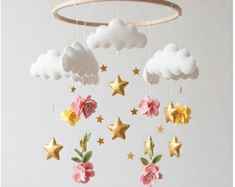 Magical Gold Mobile - Baby Mobile with cloud stars