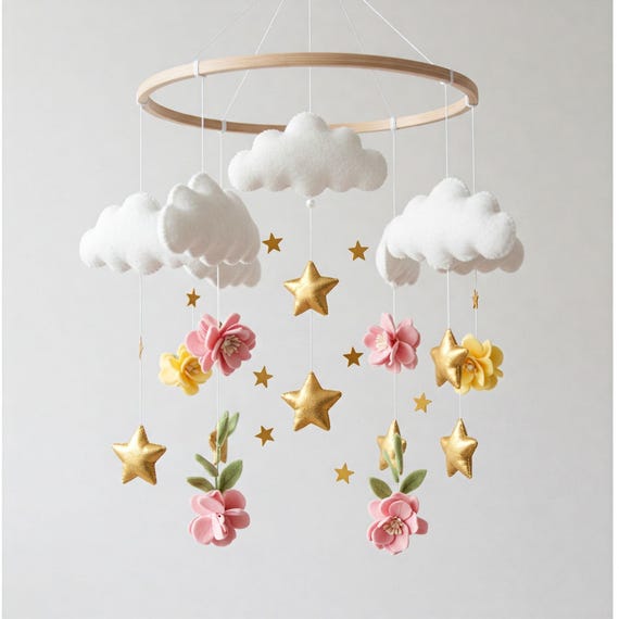 Magical Gold Mobile - Baby Mobile with cloud stars