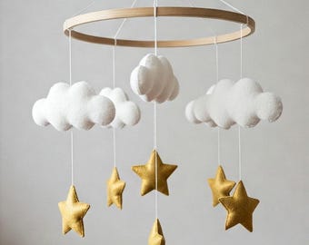 Magical Gold Mobile - Baby Mobile with cloud stars