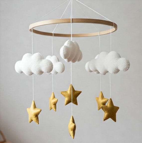 Magical Gold Mobile - Baby Mobile with cloud stars
