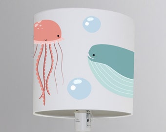 Floor lamp hanging lamp nursery lampshade whale sea fish white nursery