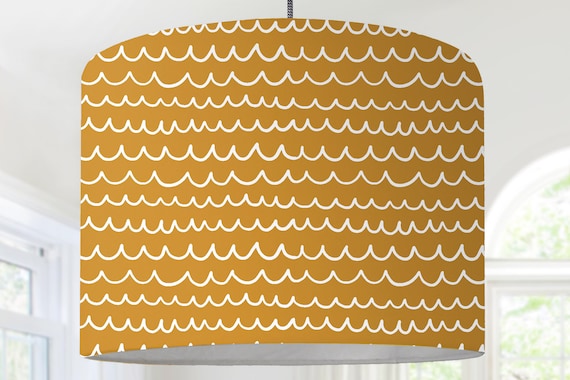 Hanging lamp lampshade mustard yellow blue white modern Scandinavian pattern modern Scandinavian
