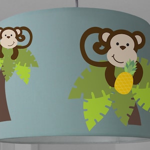 Lampshade nursery monkey jungle coconut palm tree monkey children's lamp