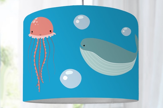LampshadeNursery sea whale fish fish lamp baby blue