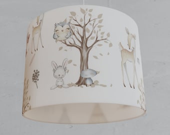 Lampenschirm kinder zimmer  Biobaumwolle Mädchen, Reh Tipee Hase, Kinderlampe Waldtiere boho