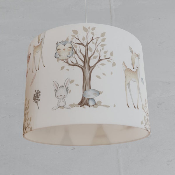 Abat-jour chambre d'enfant fille, lapin tipee cerf, lampe enfant animaux de la forêt bohème