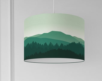 Lampshade forest mountain natural green hanging lamp on organic cotton