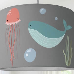 Lampshade nursery fish sea whale ocean gray