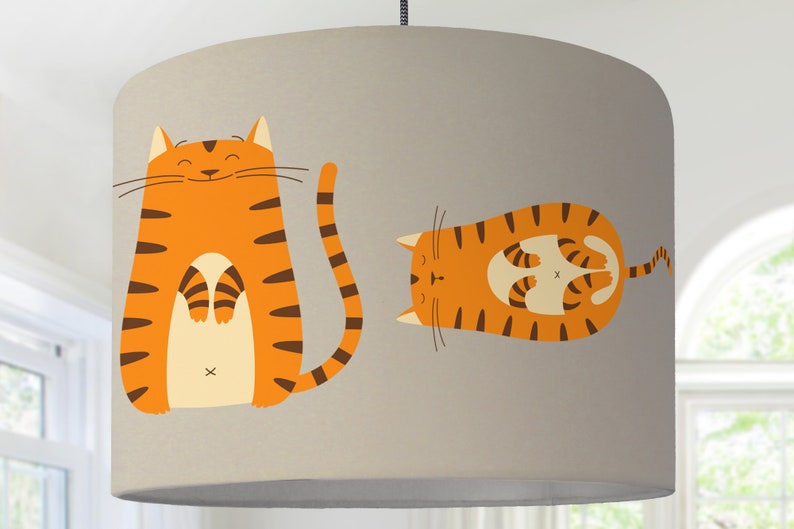 Katzenlampe Lampenschirm Katze Kinderlampe beige Bild 1