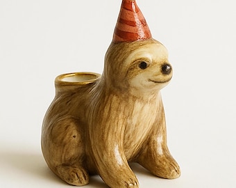 Sloth candle holder birthday, hand-painted figure, animal candle holder, birthday decoration, gift idea, party decoration, handmade, unique