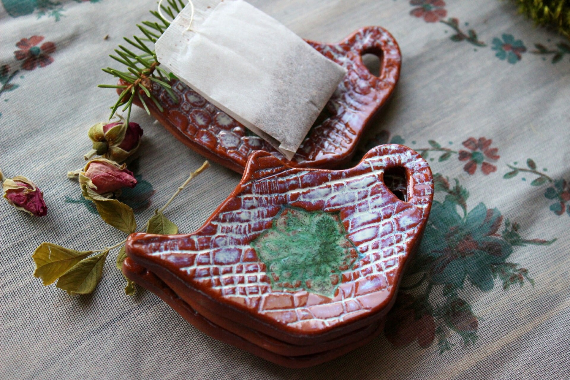 Tea bag rest Four ceramic tea bag holders Pottery handmade Etsy