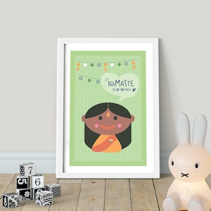 Namaste! Hallo aus INDIEN! Kinder der Welt - PRINTABLE, Kinder auf der ganzen Welt, Hallo Kinderzimmer Wandkunst, Spielzimmer Poster Dekor