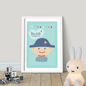 Bonjour! Hello from FRANCE! Children of the World - PRINTABLE, Kids Around the World, Hello Nursery Wall Art, Playroom Poster Decor