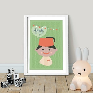 ¡Merhaba! Hola desde TURKEY! Niños del mundo - PRINTABLE, Kids Around the World, Hello Nursery Wall Art, Playroom Poster Decor
