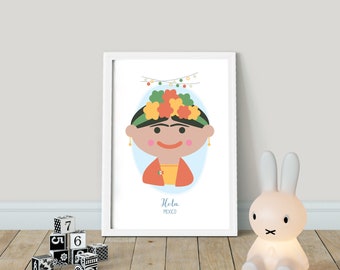 Hola! Hola desde MEXICO! Niños del mundo - PRINTABLE, Kids Around the World, Hello Nursery Wall Art, Playroom Poster Decor