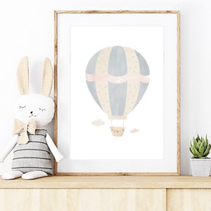 Hot Air Balloon Print PRINTABLE, nursery print, Kids Decor, Printable Travel Wall Art, Boys Girls Room Decor
