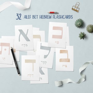 Hebräisches Alphabet Karteikarten DRUCKBAR, Alef Bet Buchstaben, Lernkarten für Kinder und Erwachsene