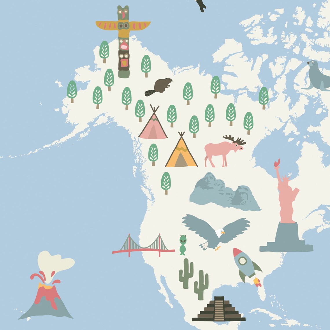 World Map Kids Room PRINTABLE Kids Map of the World Blue - Etsy