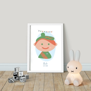¡Halò! ¡Hola desde ESCOCIA! Children of the World - IMPRIMIBLE, Kids Around the World, Hello Nursery Wall Art, Decoración de pósters de salas de juegos