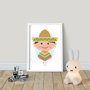 Hola! Ciao dal Messico!  Bambini del mondo - STAMPABILE, Bambini in tutto il mondo, Hello Nursery Wall Art, Playroom Poster Decor