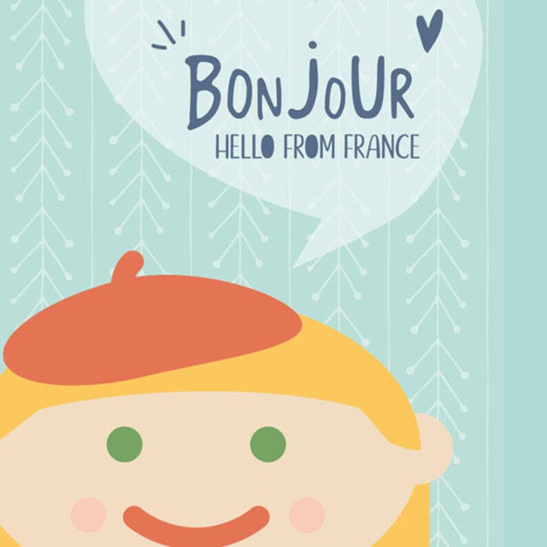 Bonjour Hello From FRANCE Children of the World PRINTABLE - Etsy