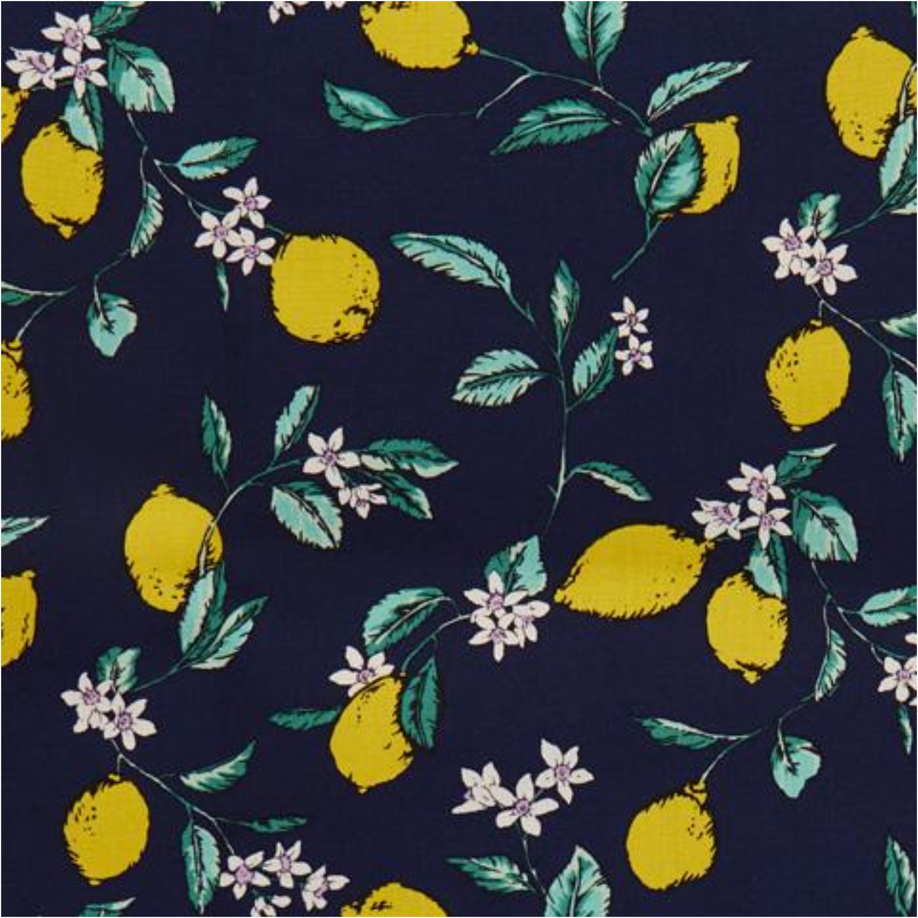 Lemons Flowers Leaves 100% Cotton Poplin Fabric by Rose & - Etsy UK