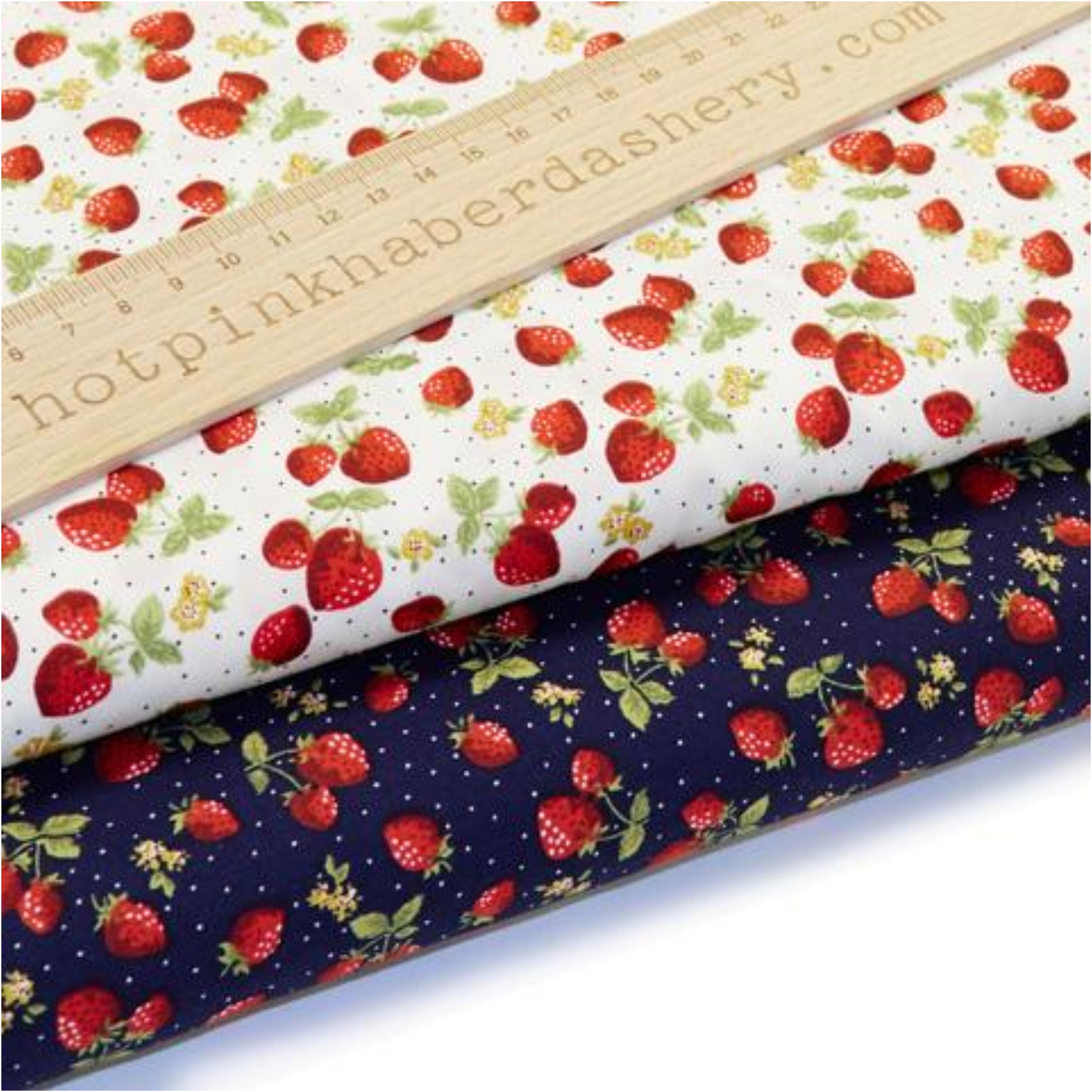 Wild Strawberries - 100% Cotton Poplin Fabric By Rose & Hubble Floral