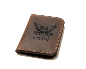 United States Navy Logo Men/'s Tri-fold Wallet Blue USN