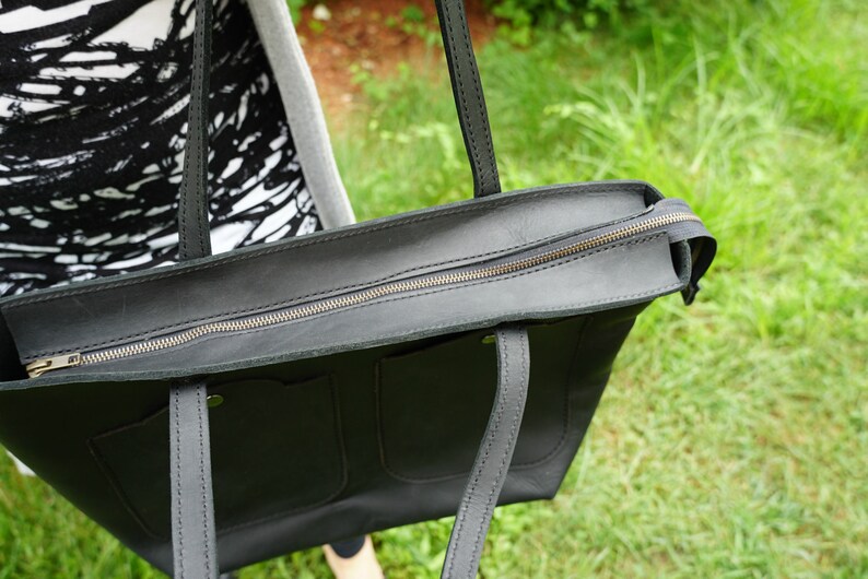 leather tote leather tote bag large leather tote .tote bag with zipper .black leather bag .black leather tote.custom leather bag.leather bag