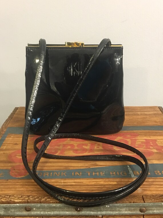 anne klein black leather purse