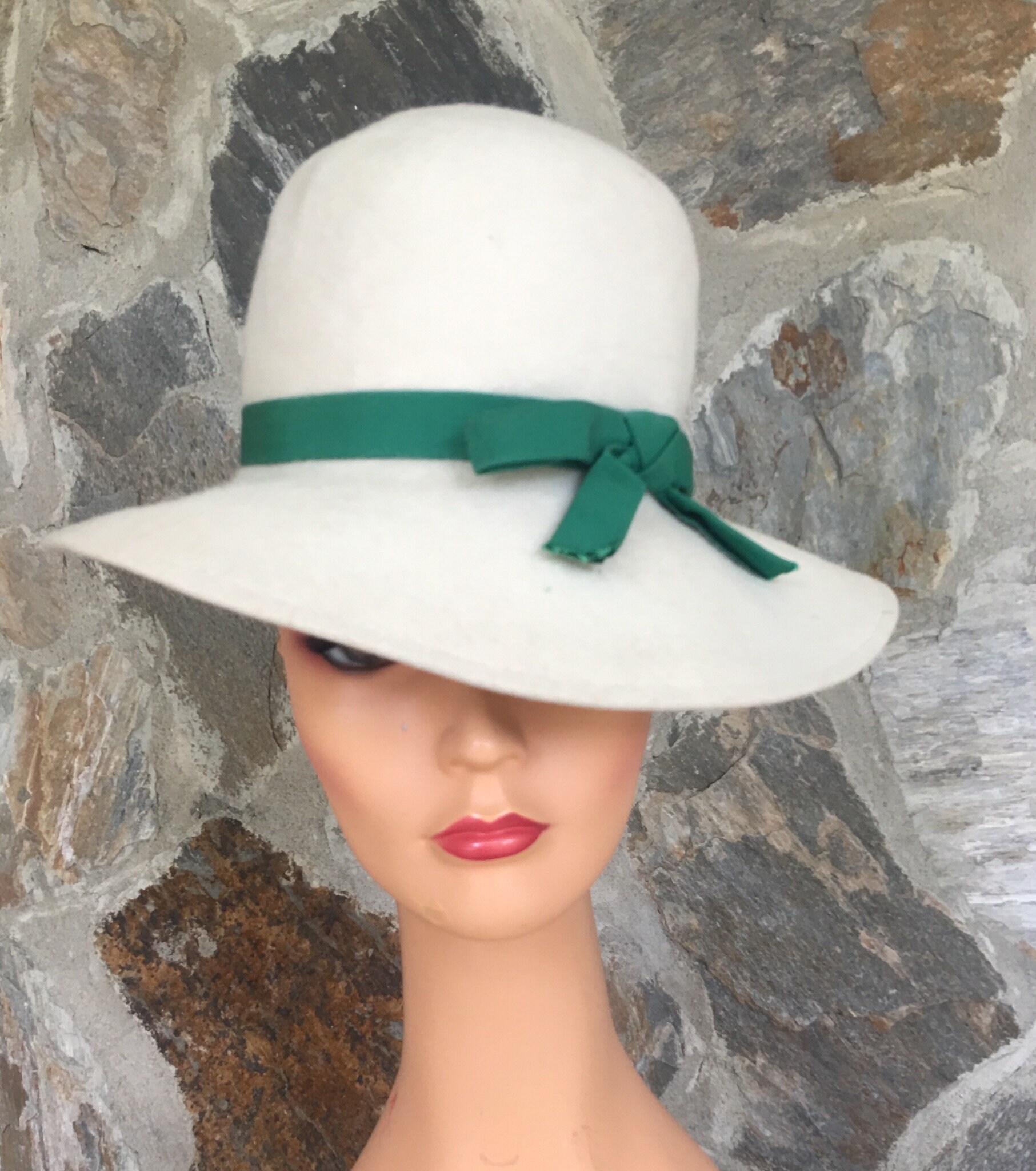green floppy wool hat