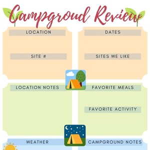 Journal de camping ~ Cartable de camping ~ Planifiez vos voyages et notez les souvenirs ! 5 pages prêtes année après année ~ téléchargement