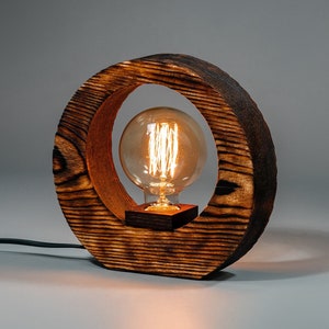 Table Desk Lamp Edison / Dimmer / Modern Minimalist Loft Design / Edison Bulb / Home Decor / Night Bedside Lamp For Kids Bedroom Pine wood