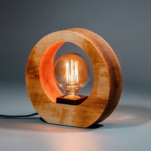 Table Desk Lamp Edison / Dimmer / Modern Minimalist Loft Design / Edison Bulb / Home Decor / Night Bedside Lamp For Kids Bedroom Alder wood