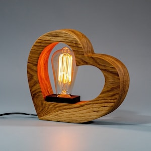 Wooden Table Edison Lamp / Love Is / Dimmer / Modern Minimalist Loft Design / Edison Bulb / Home Decor / Night Bedside Lamp
