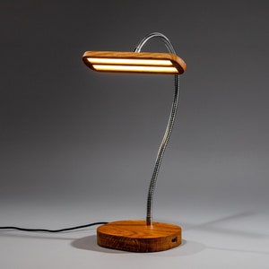 Desk LED Lamp Table Lamp/USB Charger/Flexible Goose Neck/Modern Minimalist Loft Design /Touch Dimmer/Home wooden Decor/Study Lamp For Kids