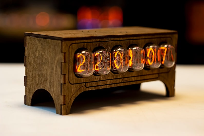 Nixie Tubes Clock IN12 Wooden Home Decor Dieselpunk Table Christmas ...