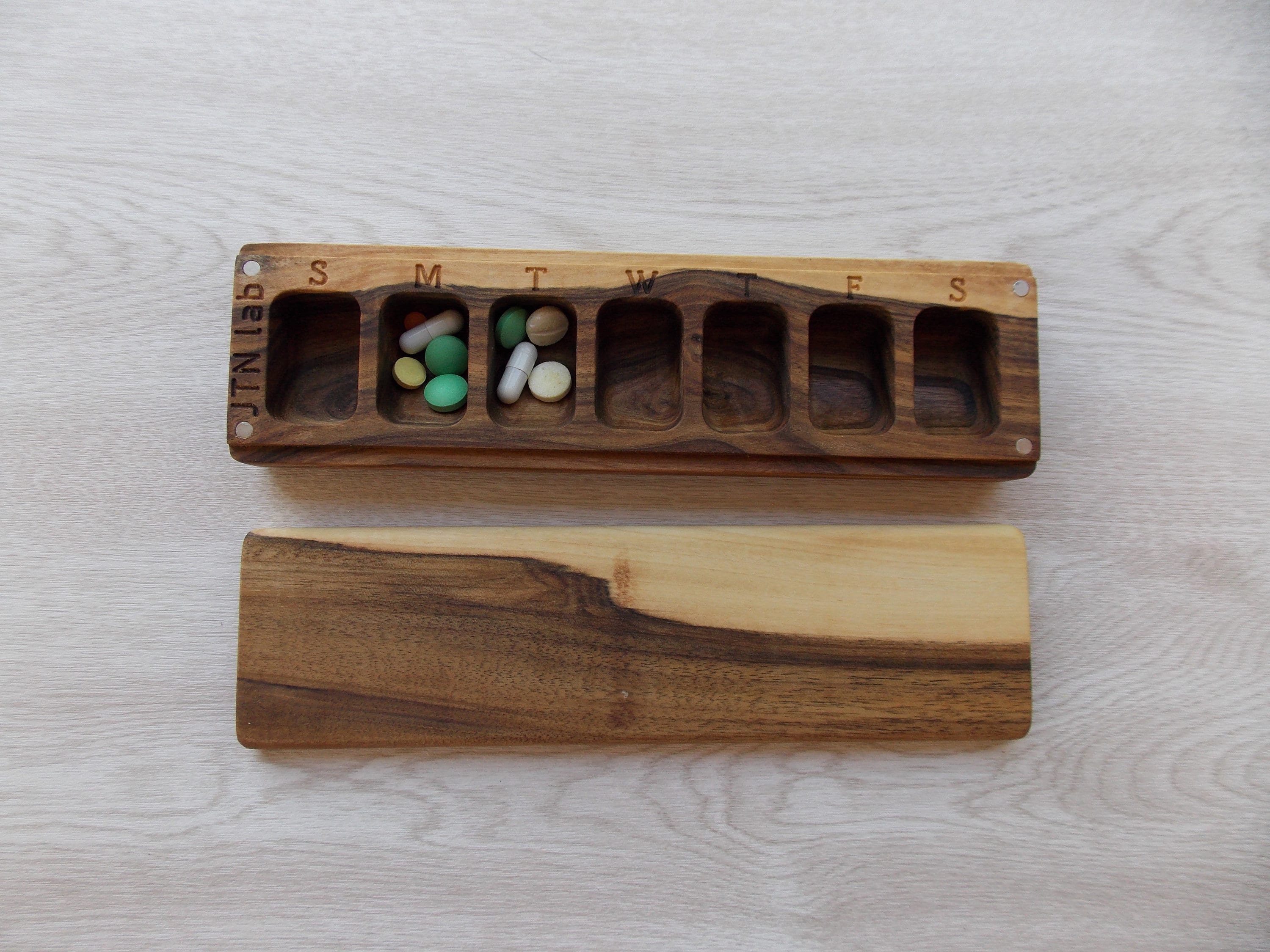 Wooden Pill Box 7 Day / Pill Case Organizer Decorative Travel Etsy UK