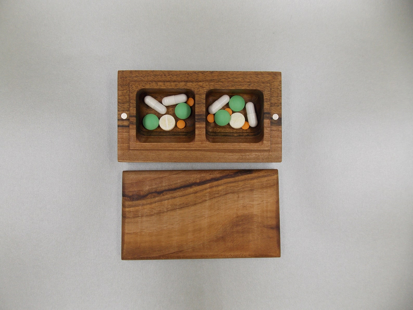 Wooden Small Pill Box Double/Decorative Travel Pill Box / Etsy