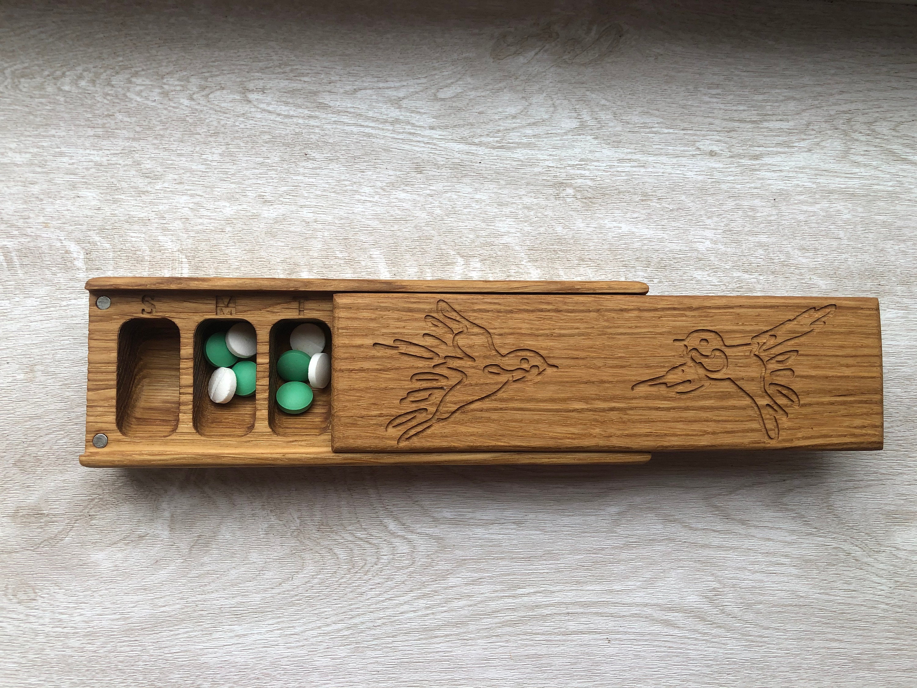 Wooden Weekly Pill Box 7 Day / Decorative Travel Pill Box / Etsy UK