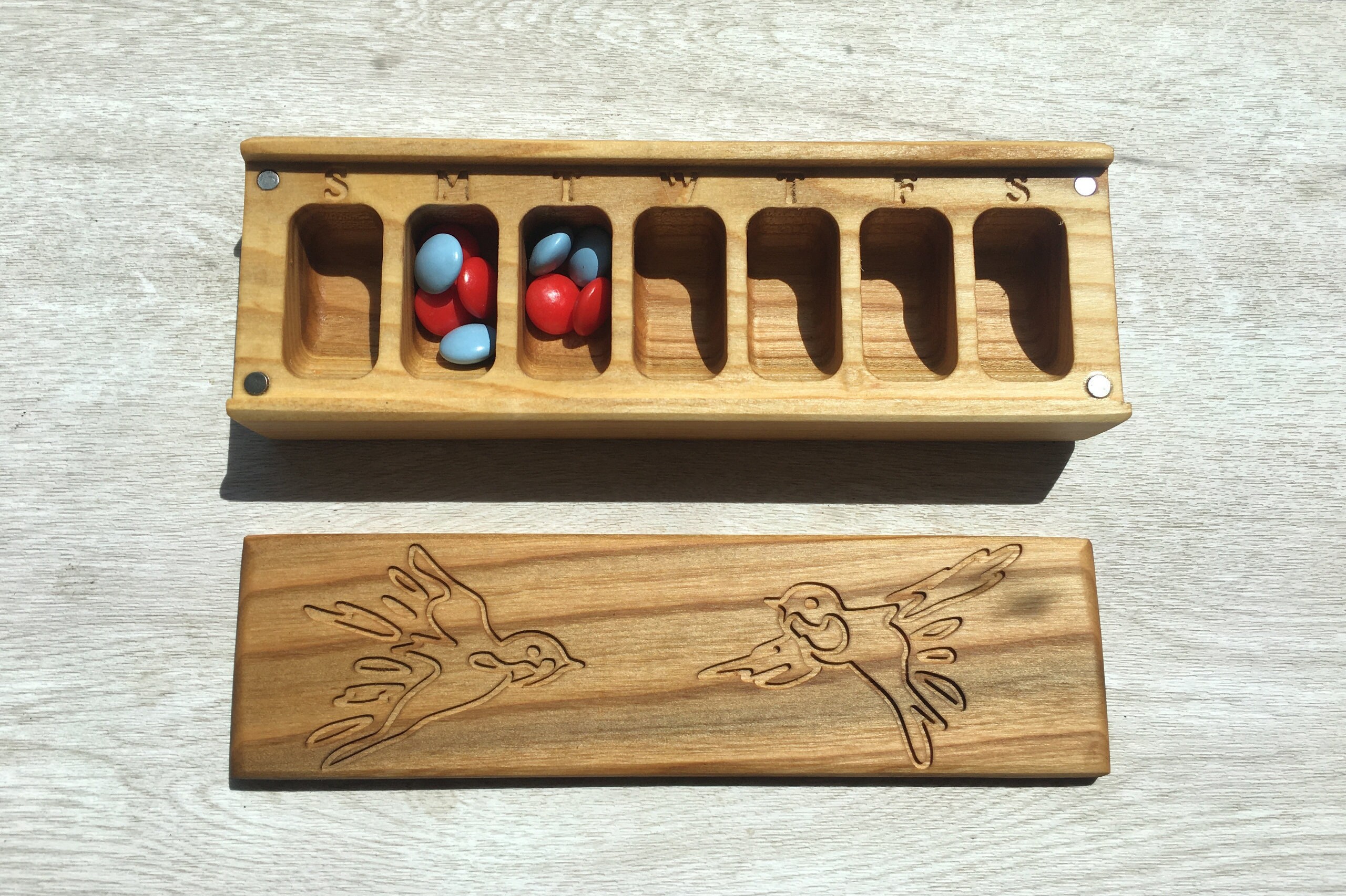 Wooden Weekly Pill Box 7 Day / Decorative Travel Pill Box / Etsy UK