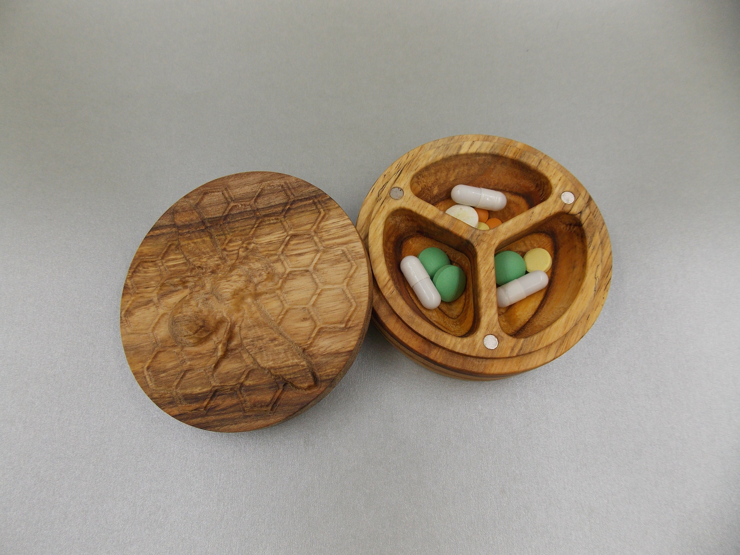 Wooden Small Pill Box 1 Day / Decorative Travel Pill Box / Etsy