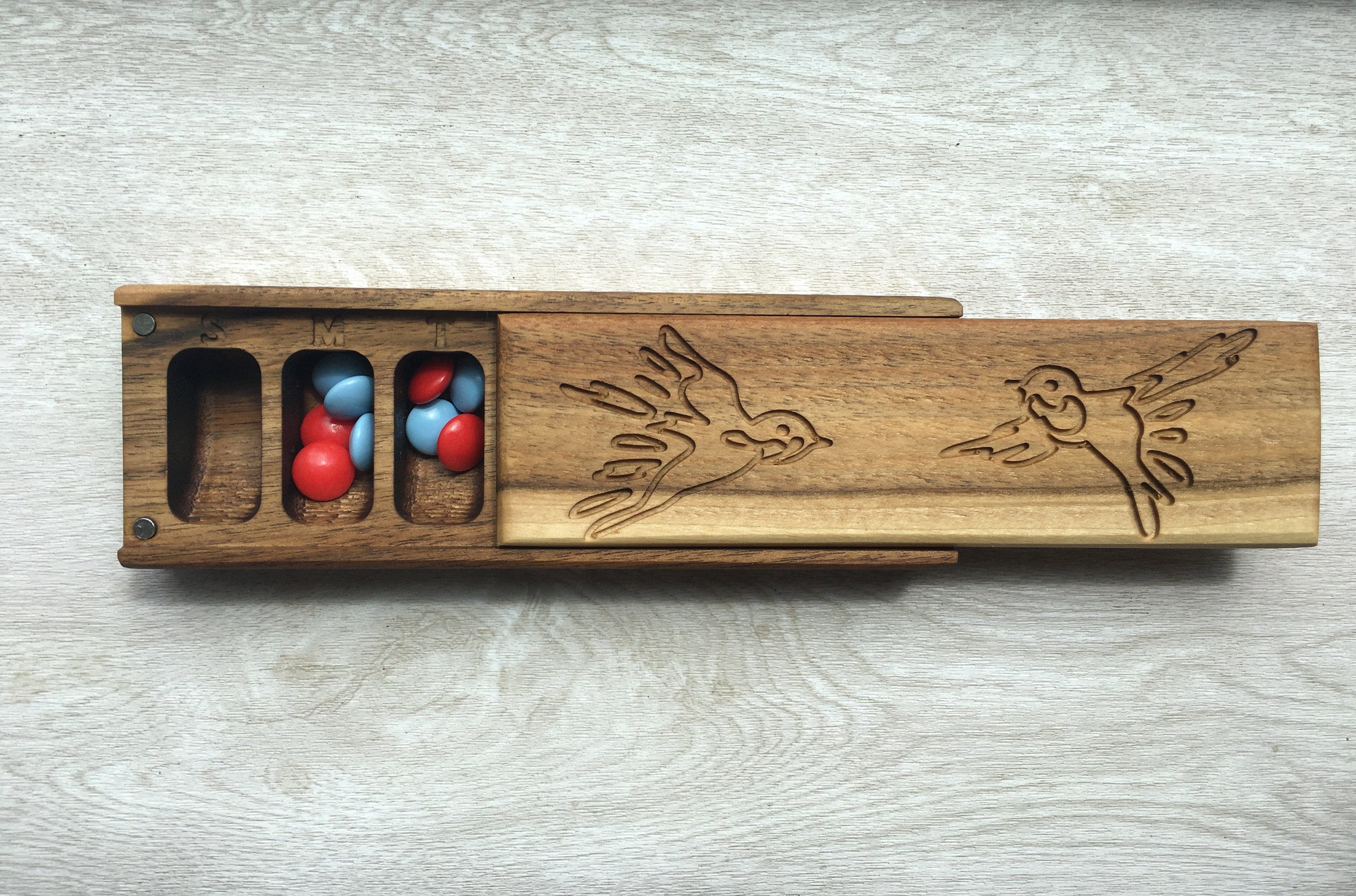 Wooden Weekly Pill Box 7 Day / Decorative Travel Pill Box / Etsy UK