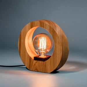 Table Desk Lamp Edison / Dimmer / Modern Minimalist Loft Design / Edison Bulb / Home Decor / Night Bedside Lamp For Kids Bedroom Ash wood