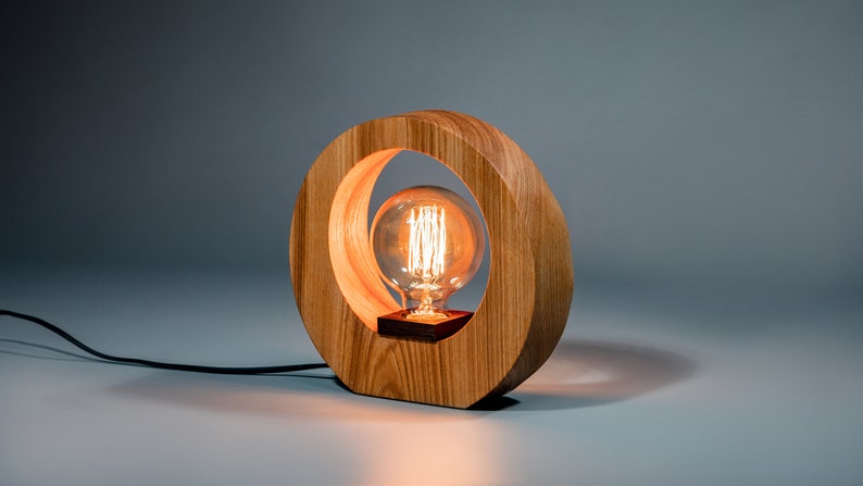 Table Desk Lamp Edison / Dimmer / Modern Minimalist Loft Design / Edison Bulb / Home Decor / Night Bedside Lamp For Kids Bedroom Ash wood